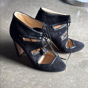 Jimmy Choo Black Heeled Booties with Cutout Design